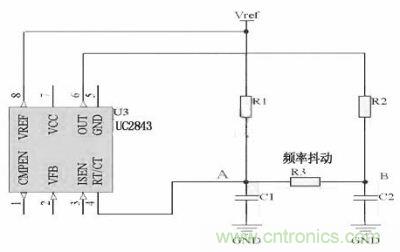 對于用RT/CT振蕩來實現(xiàn)開關頻率的IC，比如UC4843　　