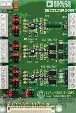 ADI公司的業(yè)界領(lǐng)先RS485器件與Bourns外部保護(hù)專業(yè)技術(shù)的完美聯(lián)姻，造就出專為解決通信端口最大設(shè)計(jì)問(wèn)題而生的EVAL-CN0313-SDPZ:滿足EMC的規(guī)定。  通過(guò)認(rèn)證的EMC兼容RS-485接口設(shè)計(jì)工具，輕松實(shí)現(xiàn)RS-485接口保護(hù)