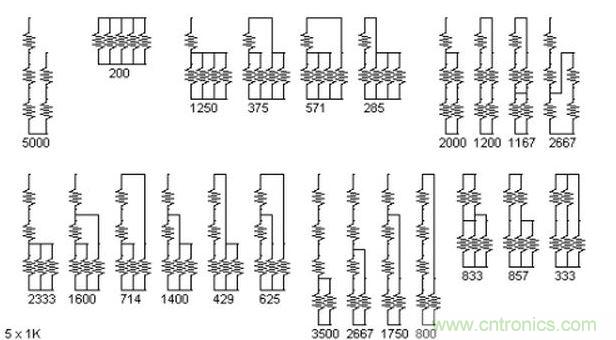 5個電阻我想出了23種組合。還有其它組合嗎？