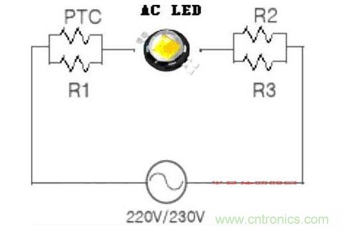 AC-LED必須串聯(lián)限流電阻以防燒毀