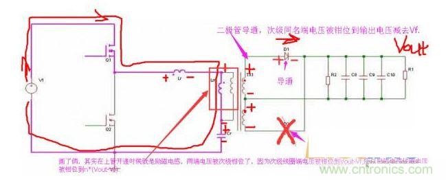 上管開通，注意諧振電感、勵(lì)磁電感、諧振電容的正負(fù)