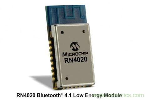 Microchip公司的RN4020模塊集成了包括天線在內完整的低功耗藍牙射頻電路。RN4020采用密封的10mm x17mm x 2mm封裝，內置有板載陶瓷天線、2.4GHz的低功耗藍牙收發(fā)器、帶完整的嵌入式低功耗藍牙協(xié)議棧的微控制器以及UART和USB接口。