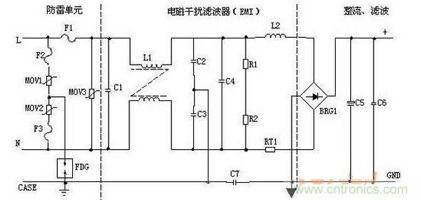 輸入濾波、整流回路原理圖