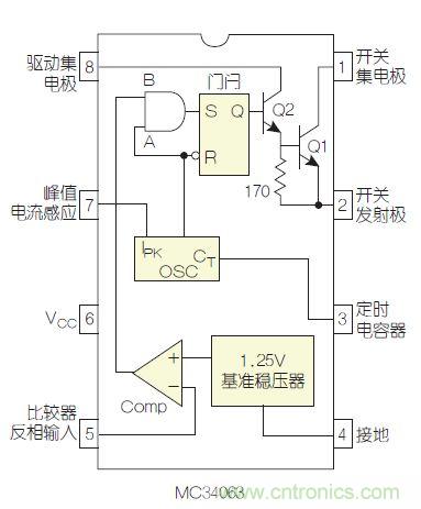 圖2：MC34063是該電路核心。