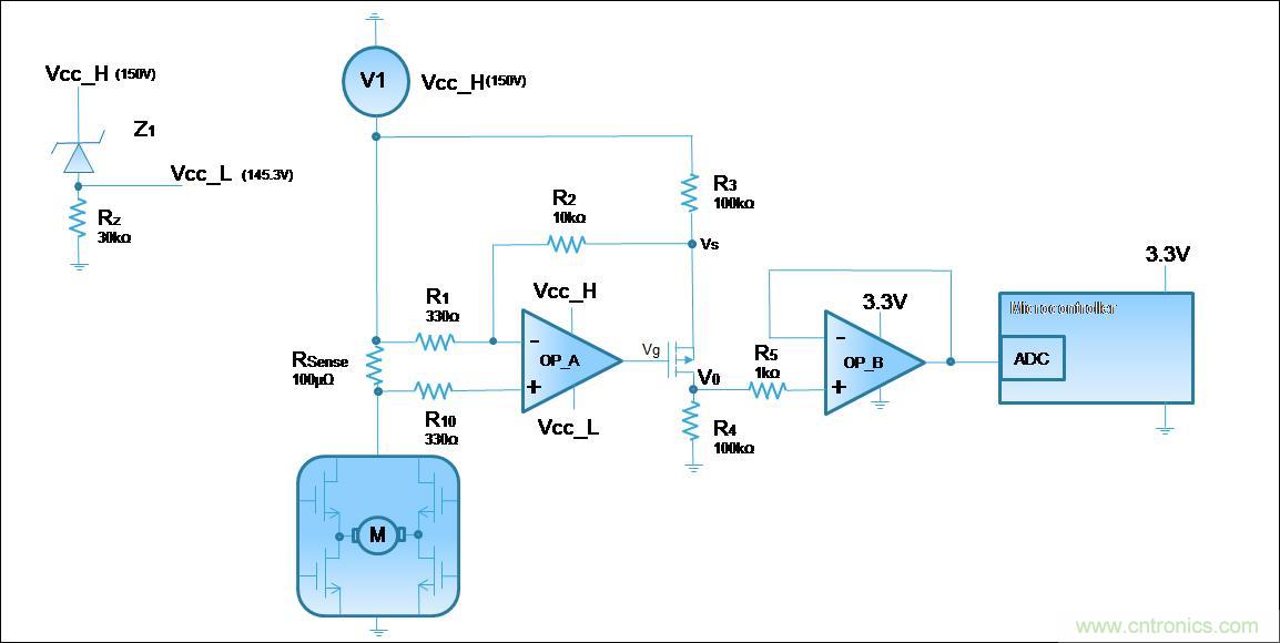 低壓運(yùn)放如何檢測(cè)高壓上橋臂電流？