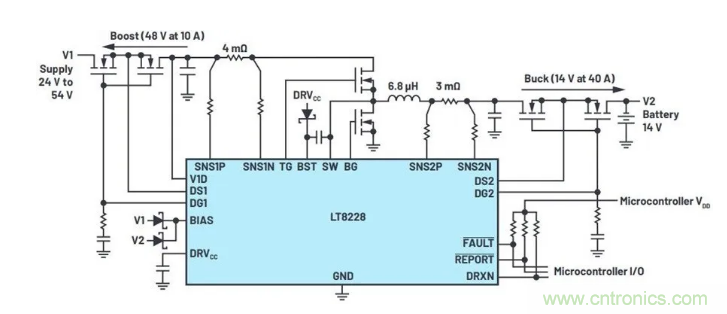 簡(jiǎn)化雙電池電源系統(tǒng)，48 V/12 V汽車應(yīng)用指日可待