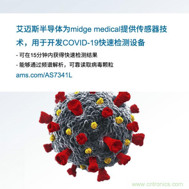 艾邁斯為midge medical提供傳感器技術(shù)，用于開發(fā)COVID-19快速檢測設(shè)備